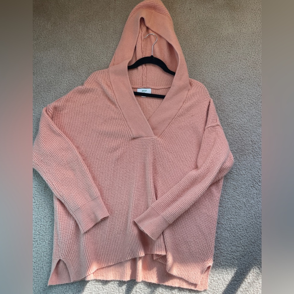 Aerie cozy up waffle knit hooded sweater